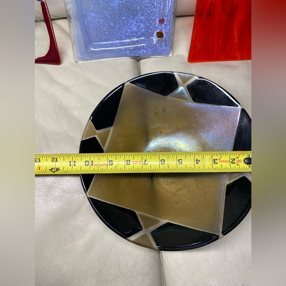 Fused art glass plates and bowl set of 4 - Picture 5 of 16